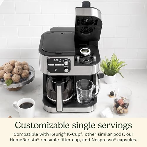 Cuisinart Coffeemaker, Coffee Center Barista Bar 4-In-1 Coffee Machine, Single-Serve Coffee, Espresso & Nespresso Capsule Compatible, 12-Cup Carafe, Black, SS-4N1