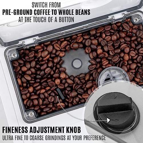 Zulay Magia Fully Automatic Espresso Machine With Grinder - 19 Customizable Coffee Options - Includes Insulated Milk Container & Deluxe Espresso Cups - Auto-Cleaning For Easy Maintenance - OG White