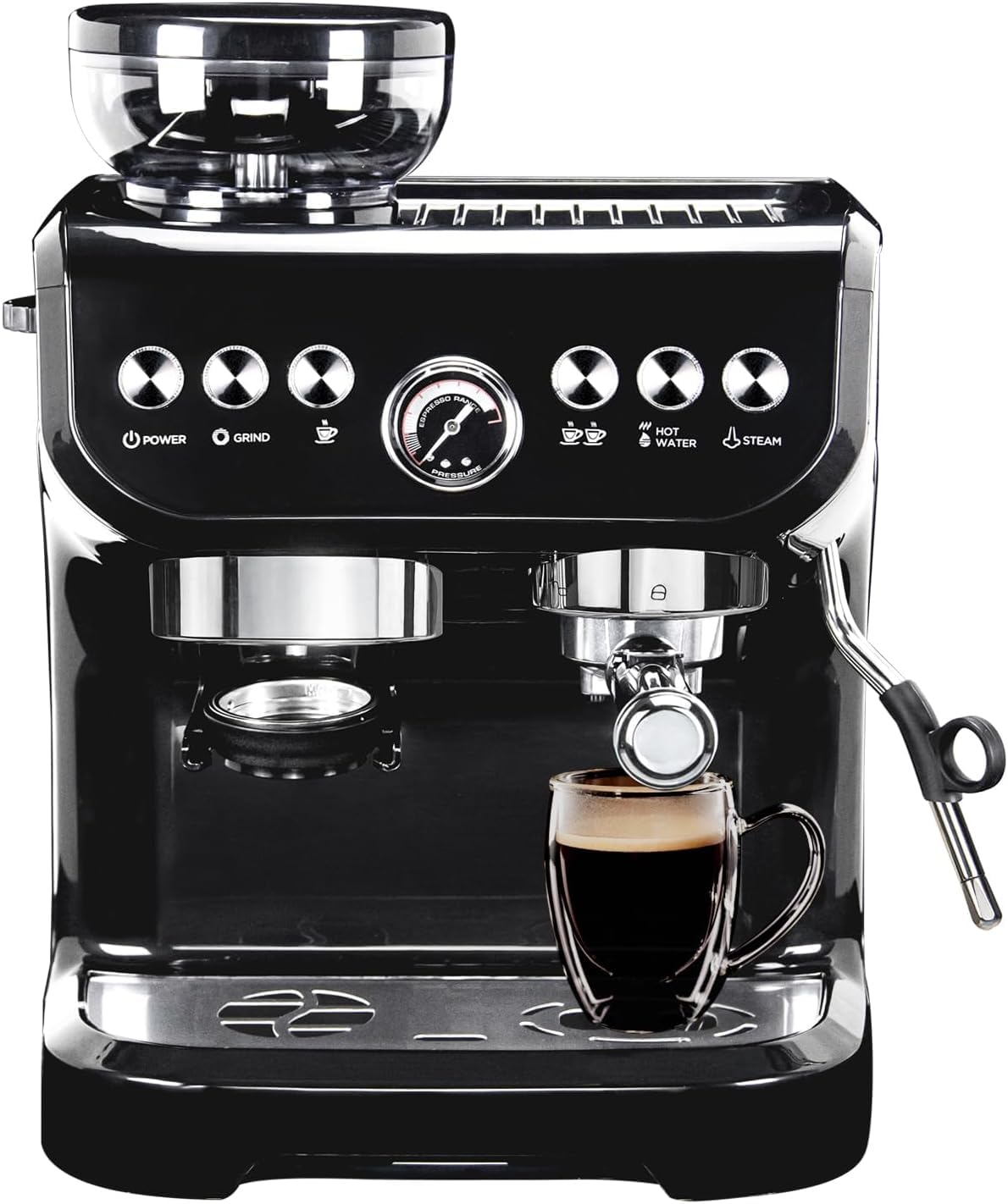 MIROX Espresso Machine 15 Bar, Coffee Maker With Milk Frother Steam Wand, Built-In Bean Grinder, Combo Cappuccino Machine with 70oz Removable Water Tank (ABS high-strength plastic shell)