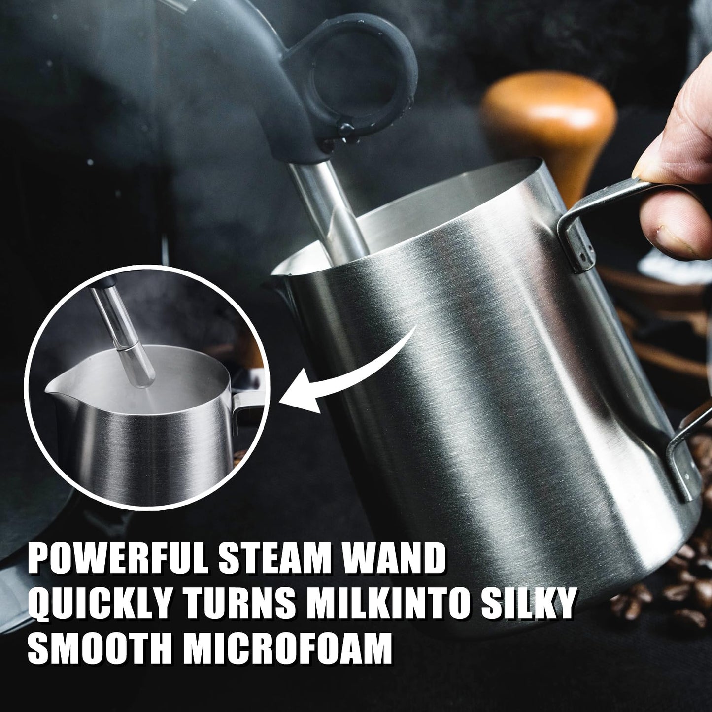 MIROX Espresso Machine 15 Bar, Coffee Maker With Milk Frother Steam Wand, Built-In Bean Grinder, Combo Cappuccino Machine with 70oz Removable Water Tank (ABS high-strength plastic shell)