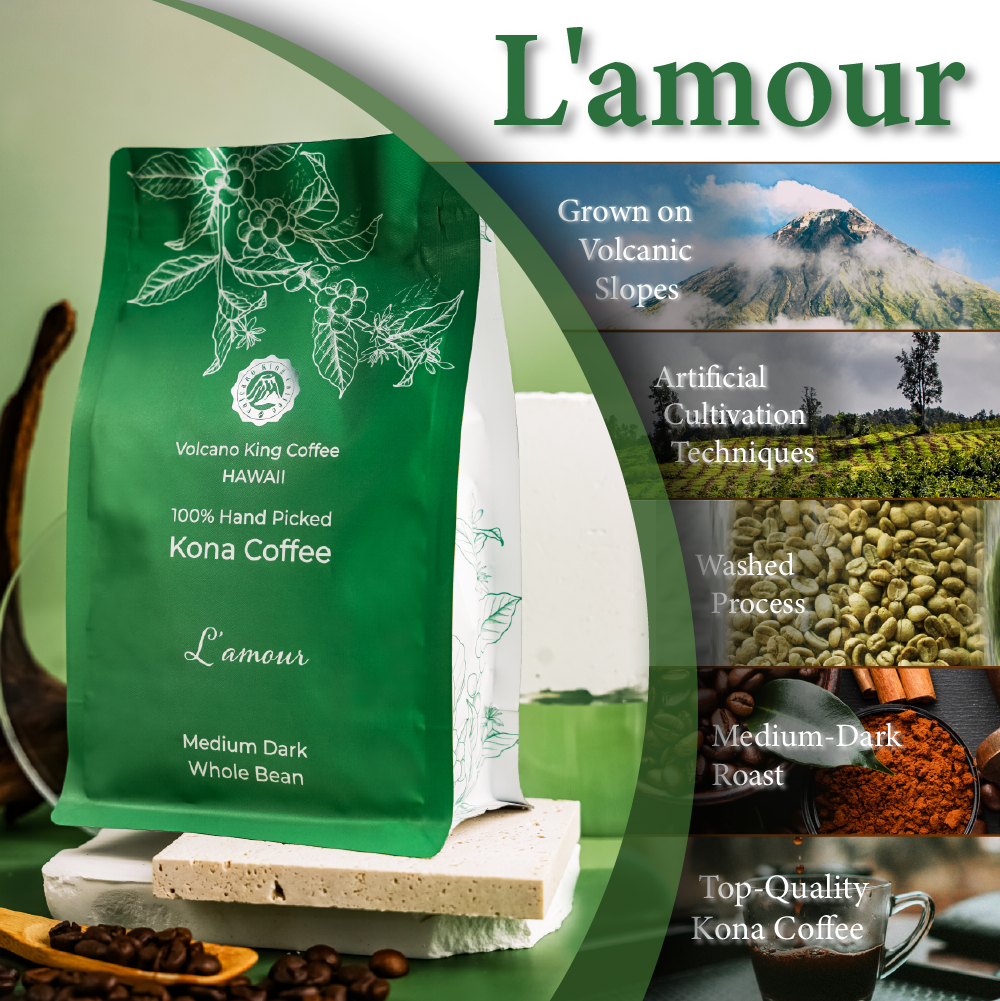 L'amour - Sweet Nutty Aroma - 100% Kona Coffee ROASTED TO ORDER